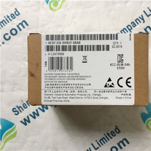 Siemens 6ES7 232-0HB22-0XA8 SIMATIC S7-200 CN analog output EM 232, only for S7-22X CPU, 2 AO, +/-10 V DC, 12 bit converter this S7-200 CN product only has CE approval