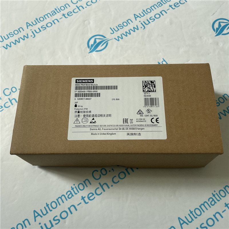 SIEMENS communication module 6SE6400-1PB00-0AA0 MICROMASTER 4 PROFIBUS module For mechanical reasons, for MM4 FX/GX the plug 6GK1500-0EA02 must be used