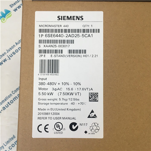 SIEMENS 6SE6440-2AD25-5CA1 MICROMASTER 440 built-in class A filter 380-480 V 