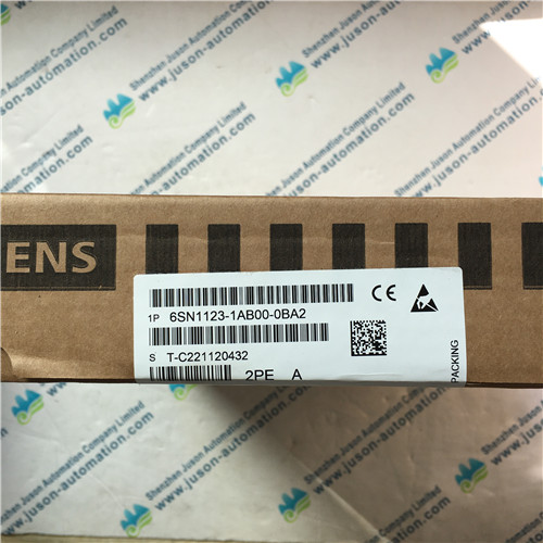 SIEMENS Servo Driver 6SN1123-1AB00-0BA2 SIMODRIVE 611 POWER MODULE, 2 AXES, 25 A, INTERNAL COOLING, MOTOR RATED CURRENT: FEED=9 A MAIN SPINDEL=8 A