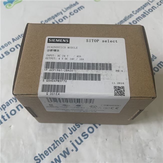 SIEMENS 6EP1961-2BA00 SITOP select Diagnostics module 4-channel input: 24 V DC/40 A output: 24 V DC/4x 10 A Level adjustable 2-10 A