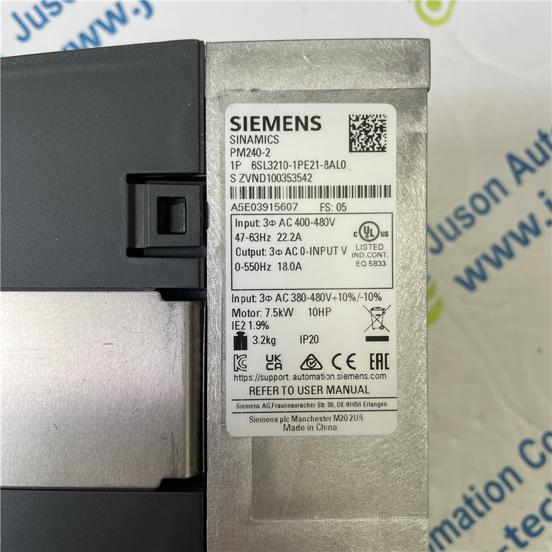 SIEMENS inverter 6SL3210-1PE21-8AL0 SINAMICS POWER MODULE PM240-2 WITH BUILT IN CL. A FILTER WITH BUILT IN BRAKING CHOPPER 3AC380-480V +