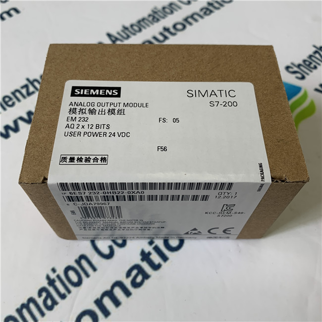 SIEMENS 6ES7232-0HB22-0XA0 SIMATIC S7-200, Analog output EM 232, only for S7-22X CPU, 2 AO, +/-10 V DC, 12 bit converter