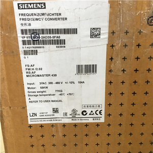 Siemens 6SE6430-2AD35-5FA0 MICROMASTER 430 built-in class A filter 380-480 V 3 AC +10/-10% 47-63 Hz square-law torque 55 kW overload 110% 60 s,