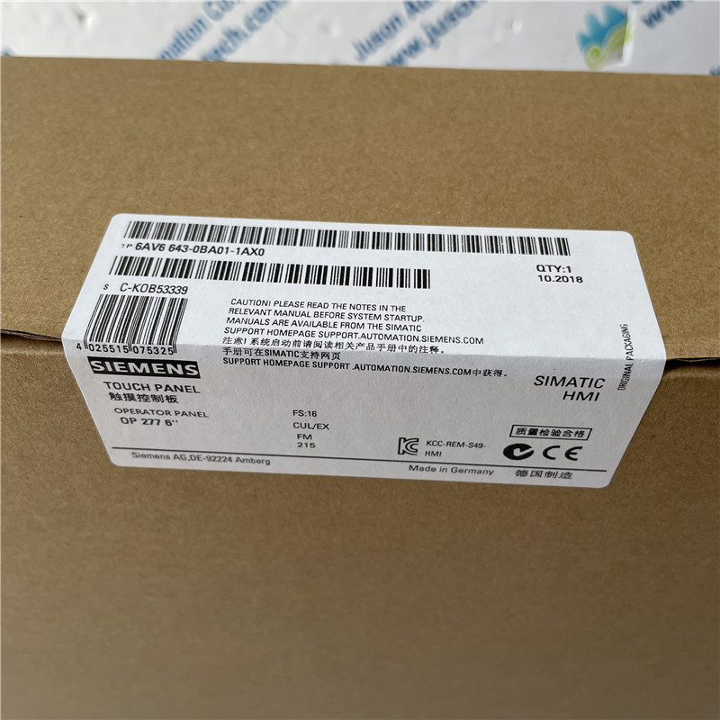 SIEMENS touch screen 6AV6643-0BA01-1AX0 SIMATIC OP 277 6" operator panel 5.7" TFT display 4 MB configuration memory, configurable with WinCC flexible 2005 Standard SP1