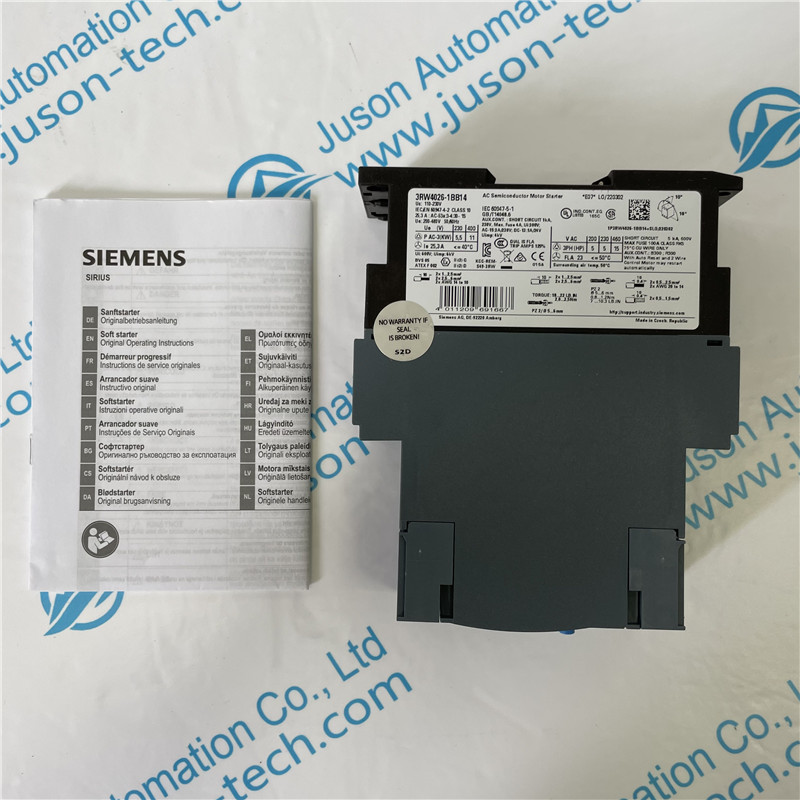 SIEMENS soft starter 3RW4026-1BB14 SIRIUS soft starter S0 25 A, 11 kW/400 V, 40 °C 200-480 V AC, 110-230 V AC/DC Screw terminals