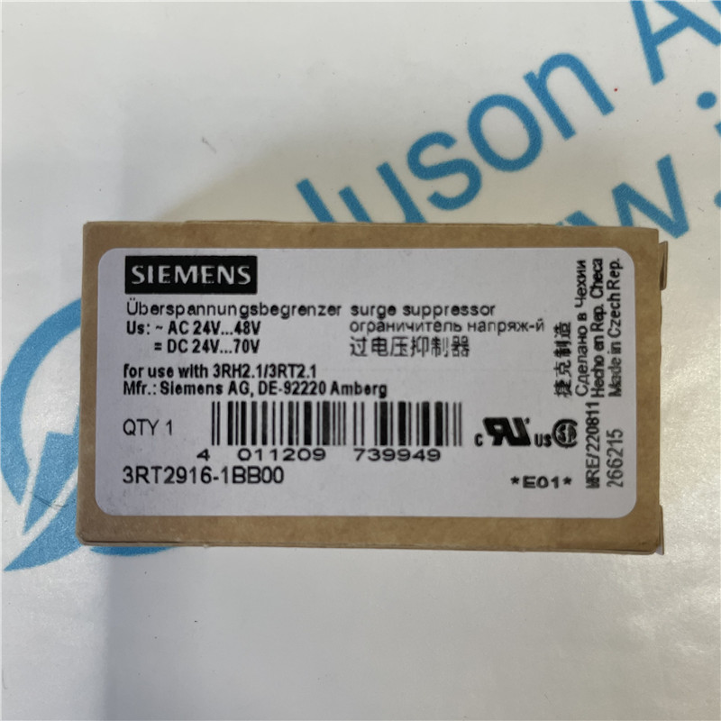 SIEMENS overvoltage suppressor 3RT2916-1BB00 Surge suppressor, varistor, 24 ... 48 V AC, 24 ... 70 V DC, for contactor relays and motor contactors Size S00