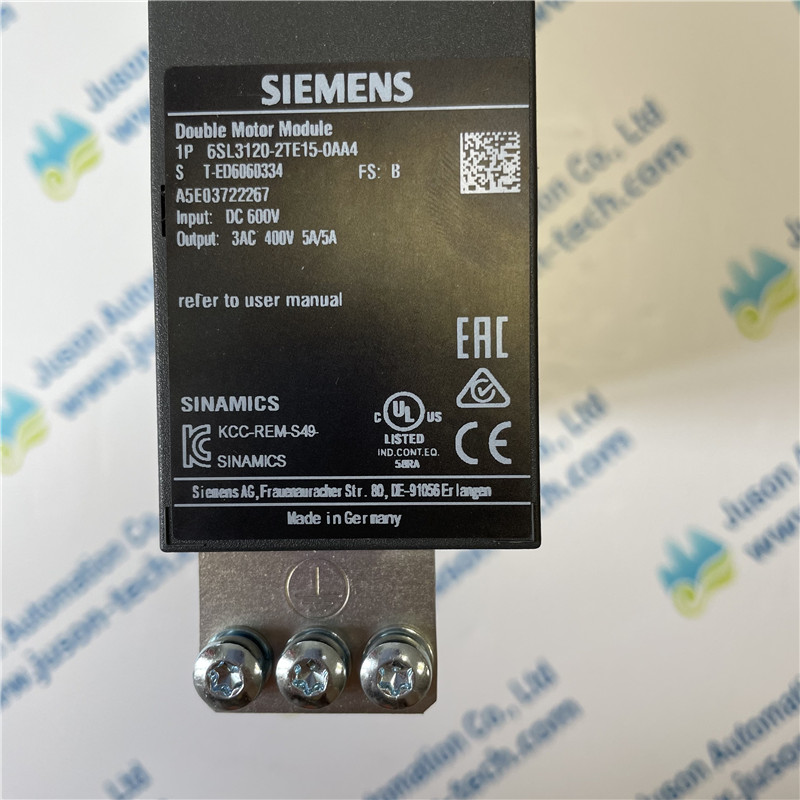 SIEMENS inverter 6SL3120-2TE15-0AA4 SINAMICS S120 Double Motor Module input: 600 V DC output: 400 V 3 AC, 5 A/5 A type of construction